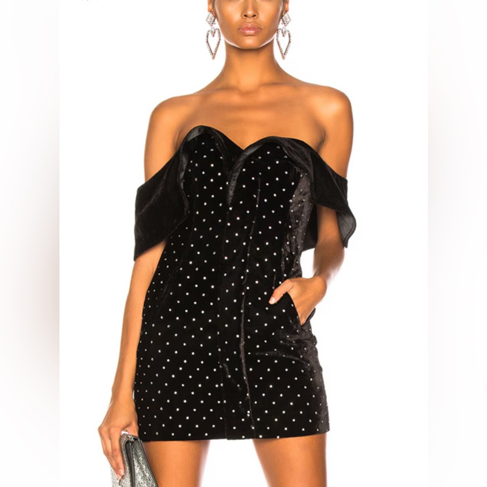 SELF-PORTRAIT
Off Shoulder Velvet Diamante Dress, size 2